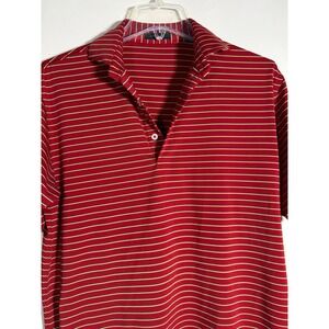 Turtleson Mens Performance Polo Shirt Red Striped Short Sleeve Golf Top Size S